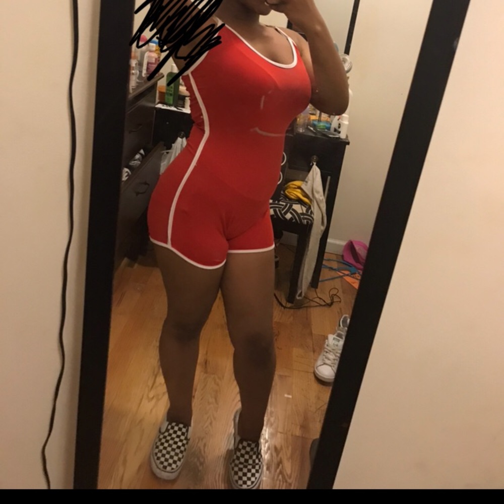 Red romper with white Lining